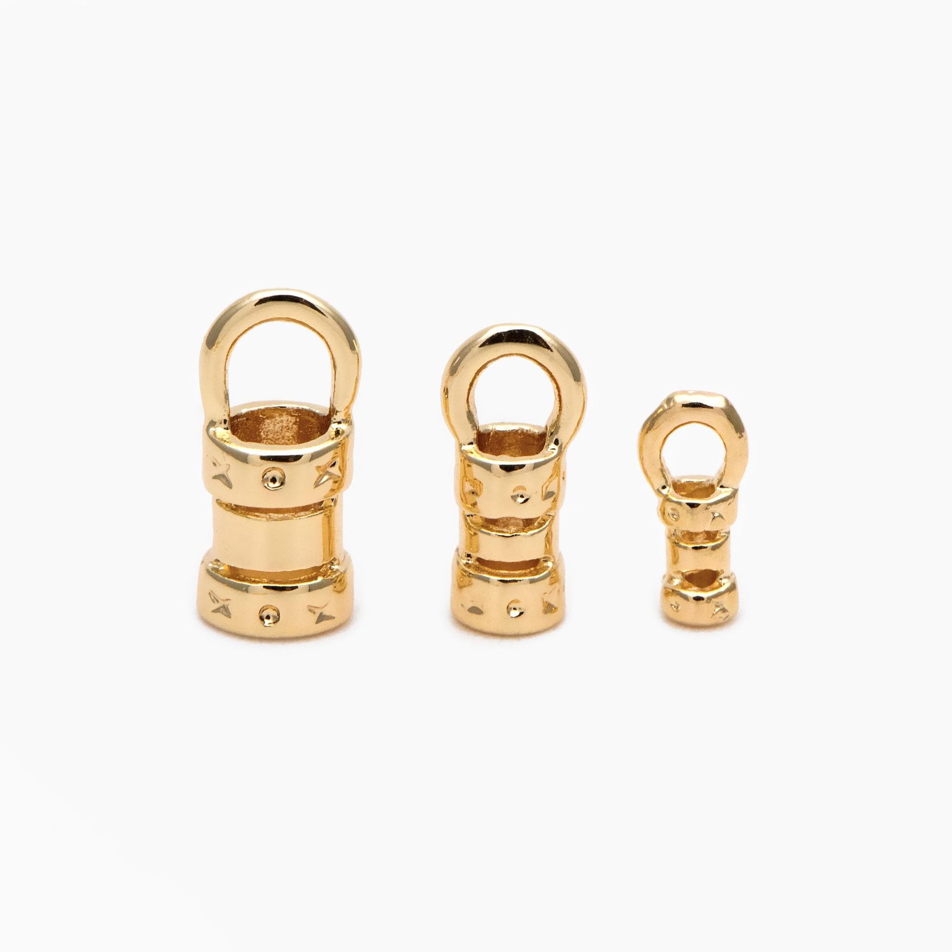 10pcs Gold/ Silver End Crimp Caps, to Finish Beading Chain/ Cord/ Leather, Inner Diameter 1/ 2/ 3mm (GB-2401)