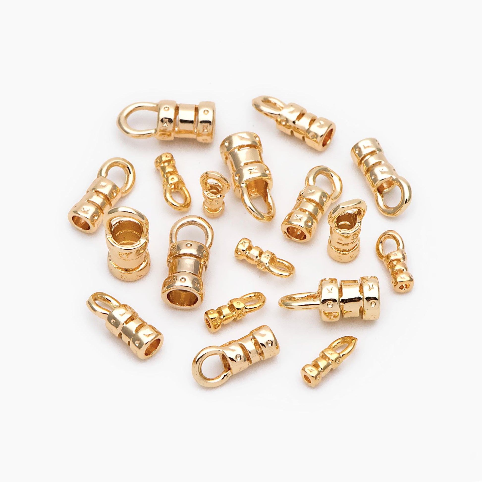 10pcs Gold/ Silver End Crimp Caps, to Finish Beading Chain/ Cord/ Leather, Inner Diameter 1/ 2/ 3mm (GB-2401)