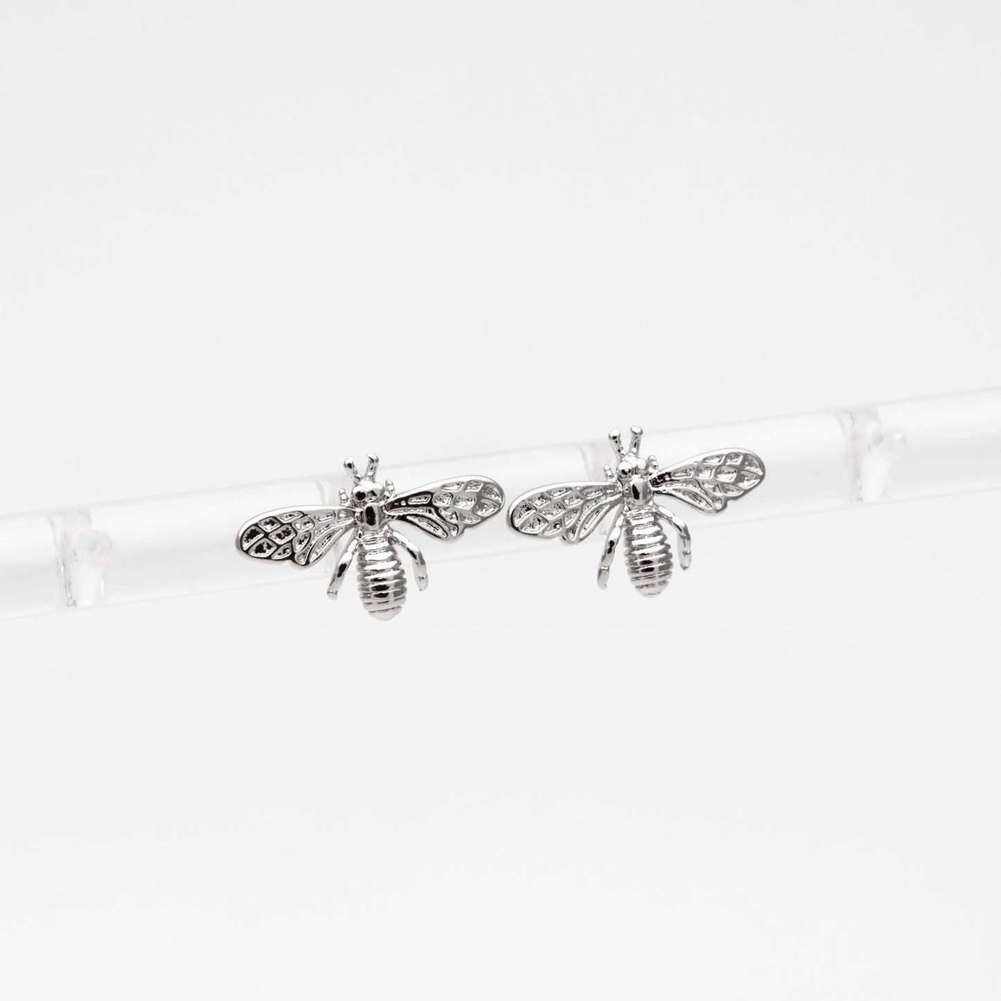 10pcs Gold/ Rhodium plated Brass Bee Ear Posts 14.5mm, Honeybee Stud Earrings (GB-516)