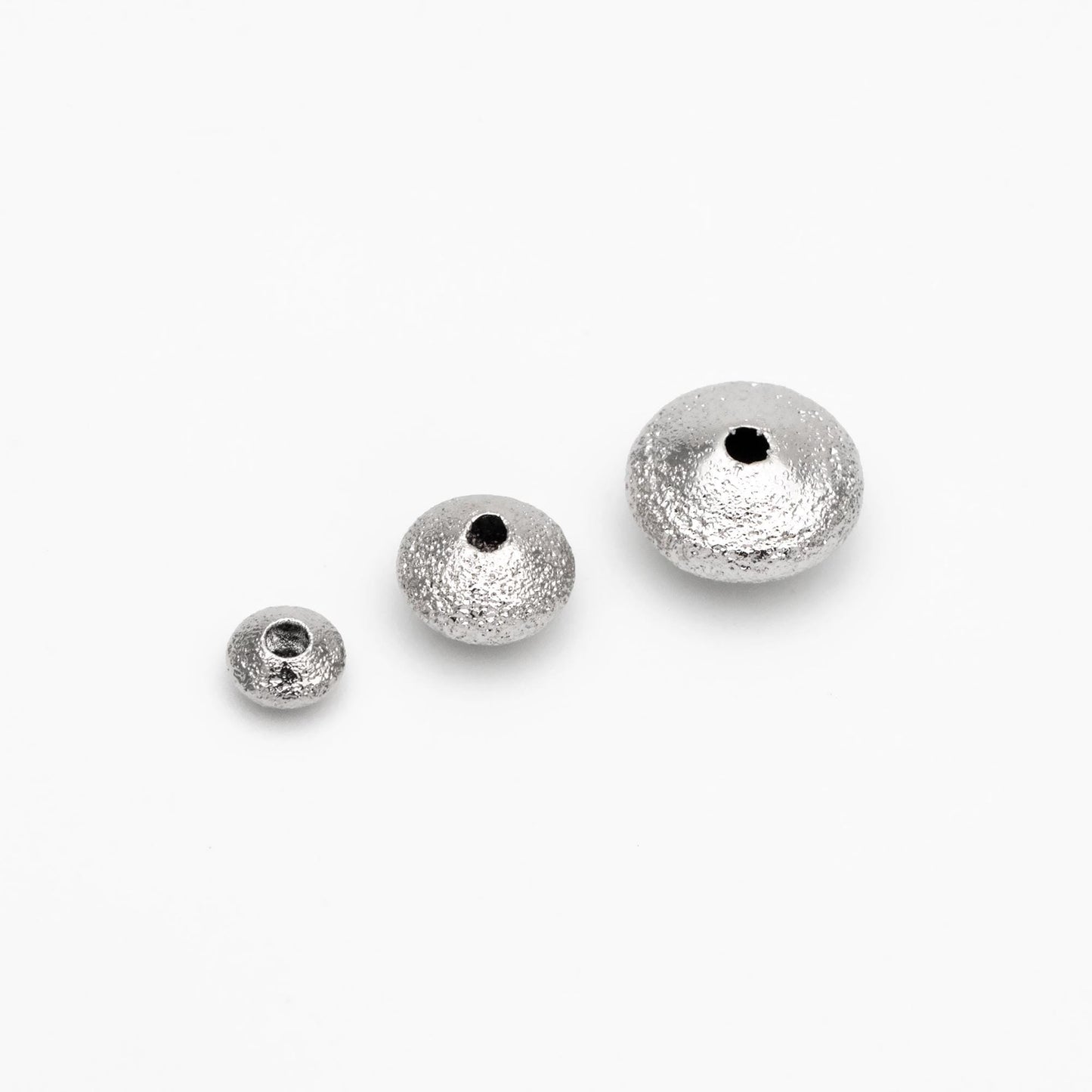 20pcs Silver tone Rondelle Beads, Rhodium plated Brass Spacers 5/ 7/ 10mm (GB-916)