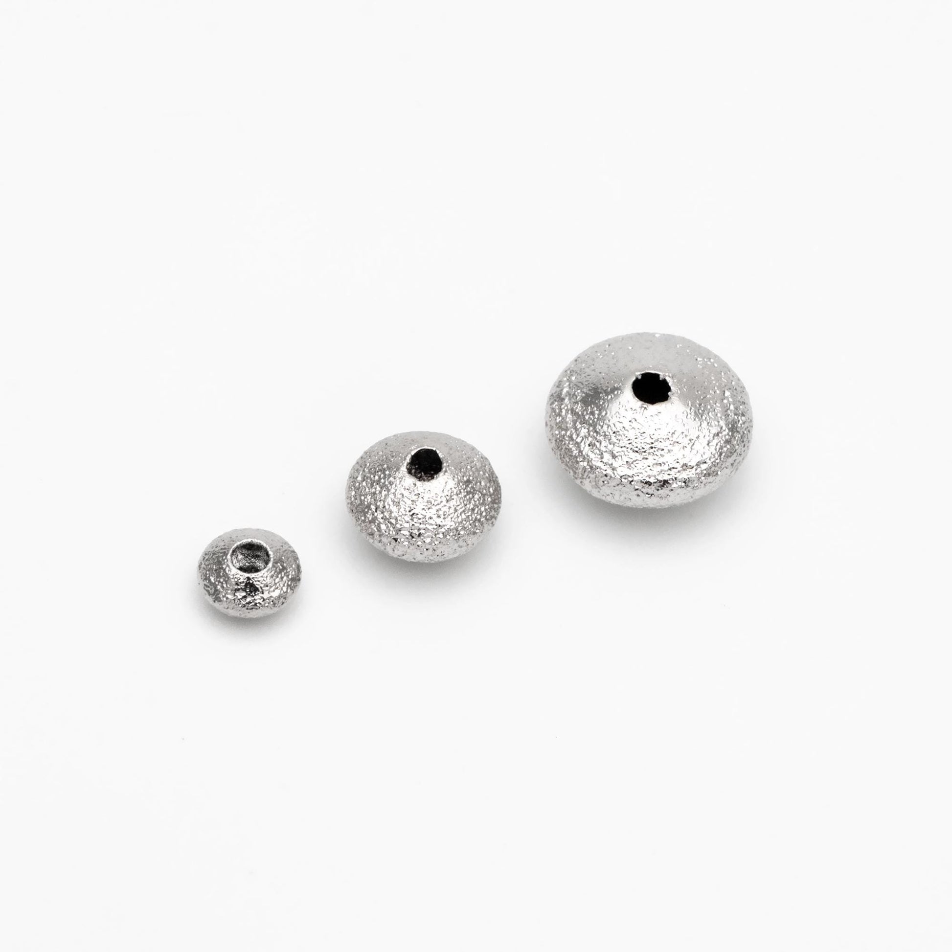 20pcs Silver tone Rondelle Beads, Rhodium plated Brass Spacers 5/ 7/ 10mm (GB-916)