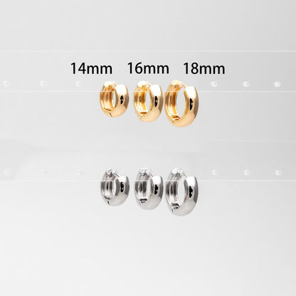 10pcs Gold/ Silver Tone Hoop Earrings, 14/ 16/ 18mm, Gold/ Rhodium plated Huggie Earrings, Small Hoop Earrings (GB-1678)