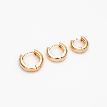 10pcs Gold/ Silver Tone Hoop Earrings, 14/ 16/ 18mm, Gold/ Rhodium plated Huggie Earrings, Small Hoop Earrings (GB-1678)