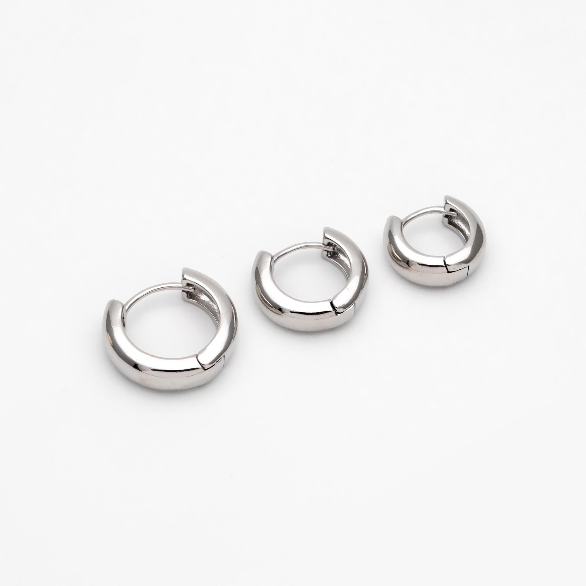 Gold/ Silver Tone Hoop Earrings, 14/ 16/ 18mm, Gold/ Rhodium plated Huggie Earrings, Small Hoop Earrings (GB-1678)