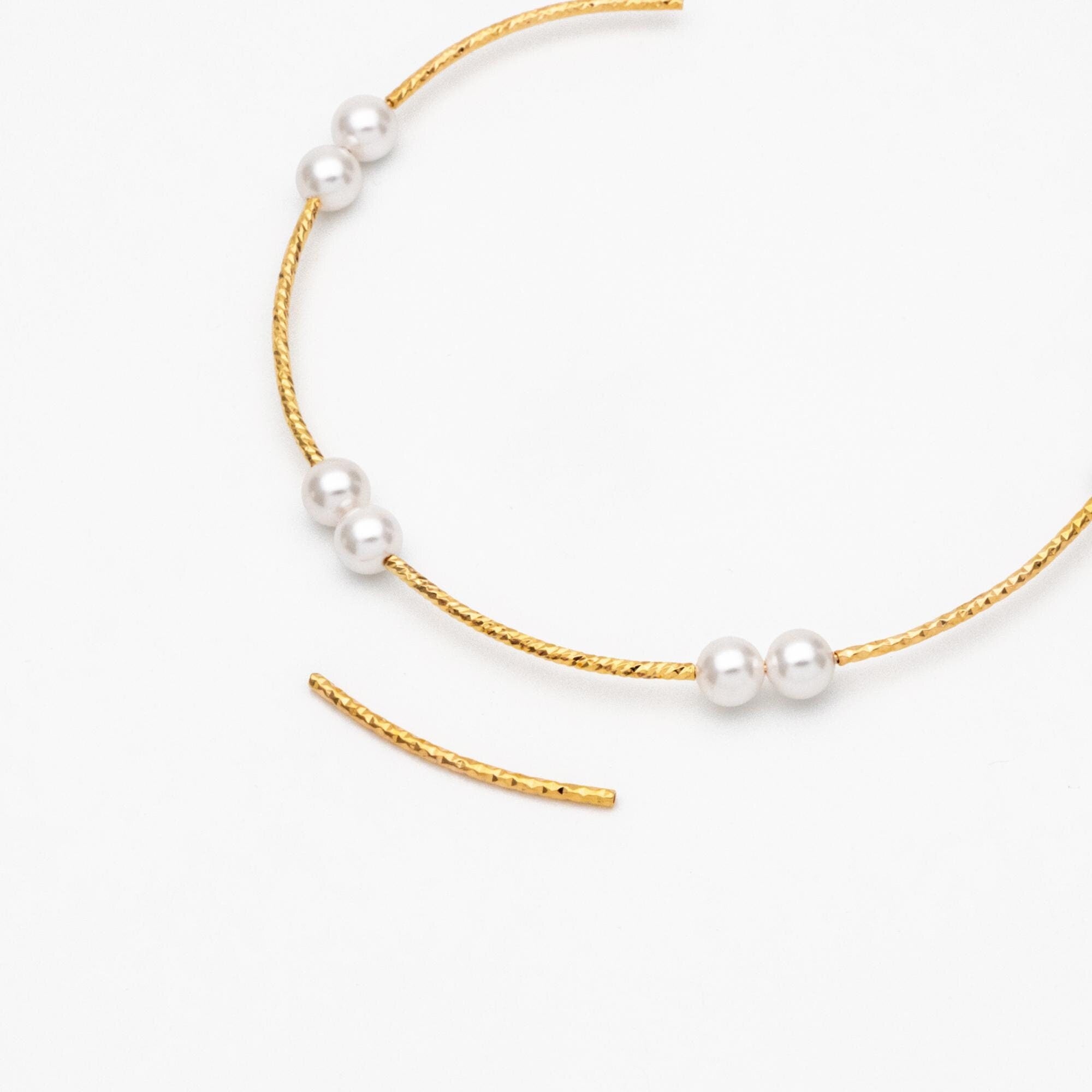 20pcs Gold Curved Tube Beads 30mm by 1.5mm, 18K Real Gold plated Brass Tube Spacers (GB-046-D)