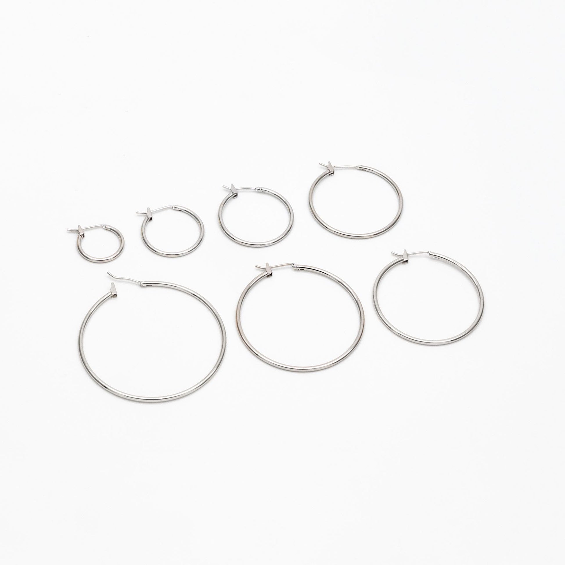 10pcs Gold/ Silver Tone Hoop Earrings, Size 15/ 20/ 25/ 30/ 35/ 40/ 45mm by 1.5mm Thick, Huggie Minimalist Earrings (GB-2812)