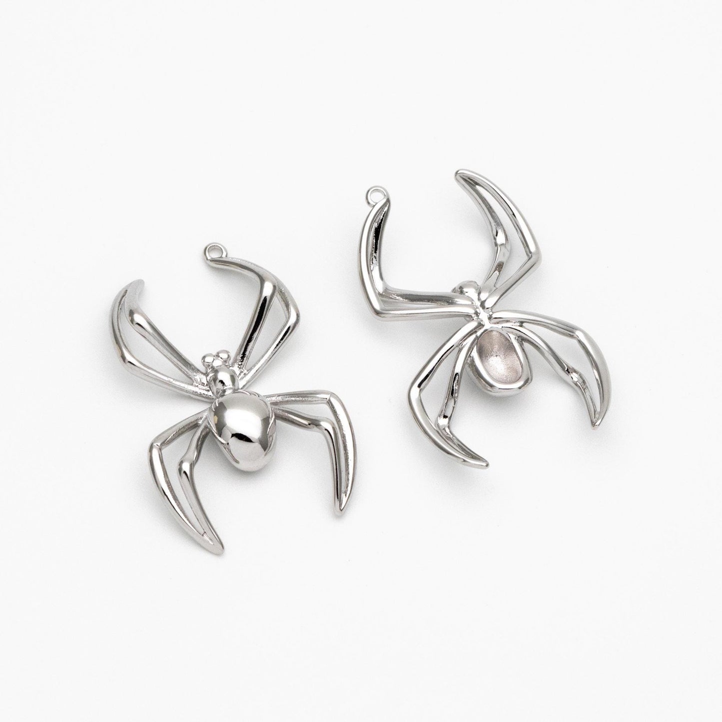 4pcs Gold/ Silver Spider Charms, Real Gold/ Rhodium plated Brass, Araneid Pendants (GB-672-D)