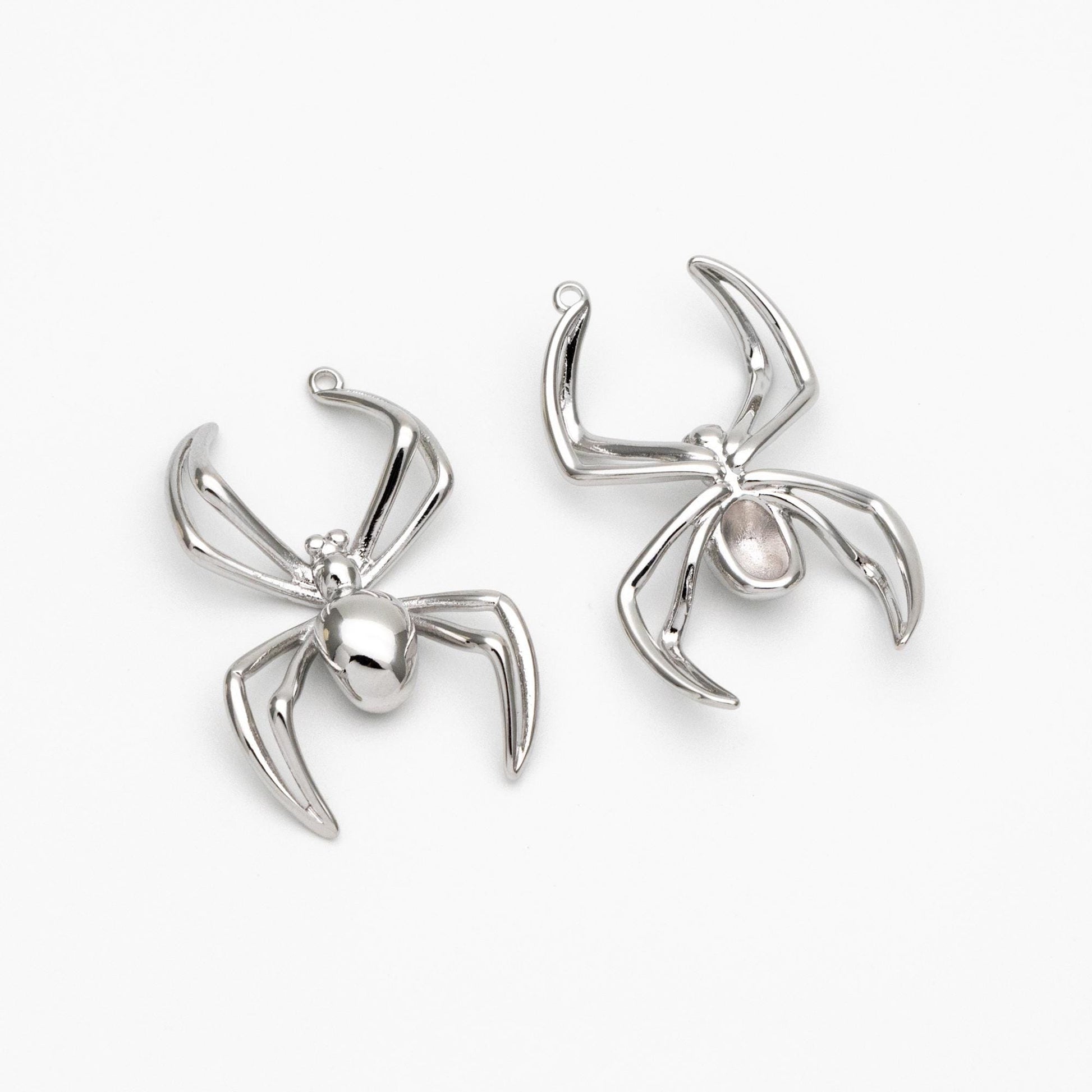 4pcs Gold/ Silver Spider Charms, Real Gold/ Rhodium plated Brass, Araneid Pendants (GB-672-D)