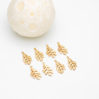 10pcs Gold Oak Tree Leaf Charm, Earring Findings, Jewelry Making, Diy Material, Jewelry Supplies (GB-214-A)