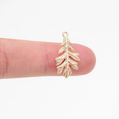 10pcs Gold Oak Tree Leaf Charm, Earring Findings, Jewelry Making, Diy Material, Jewelry Supplies (GB-214-A)