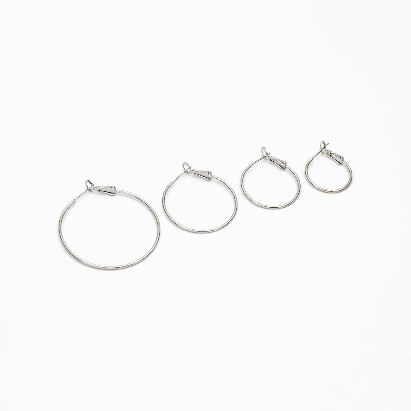 10pcs Gold/ Silver Tone Round Leverback Ear Hooks 20/ 25/ 30/ 40mm, 18K Gold/ Rhodium plated Brass, Earring Hoop Components (GB-605)