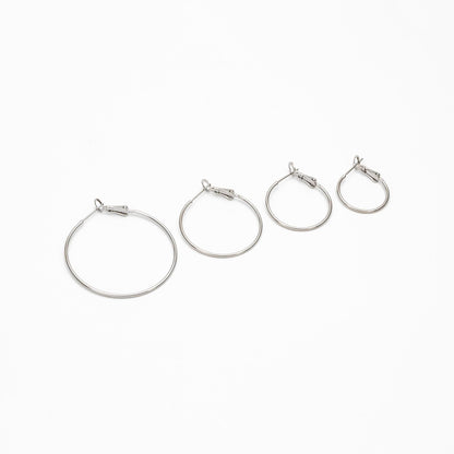 10pcs Gold/ Silver Tone Round Leverback Ear Hooks 20/ 25/ 30/ 40mm, 18K Gold/ Rhodium plated Brass, Earring Hoop Components (GB-605)