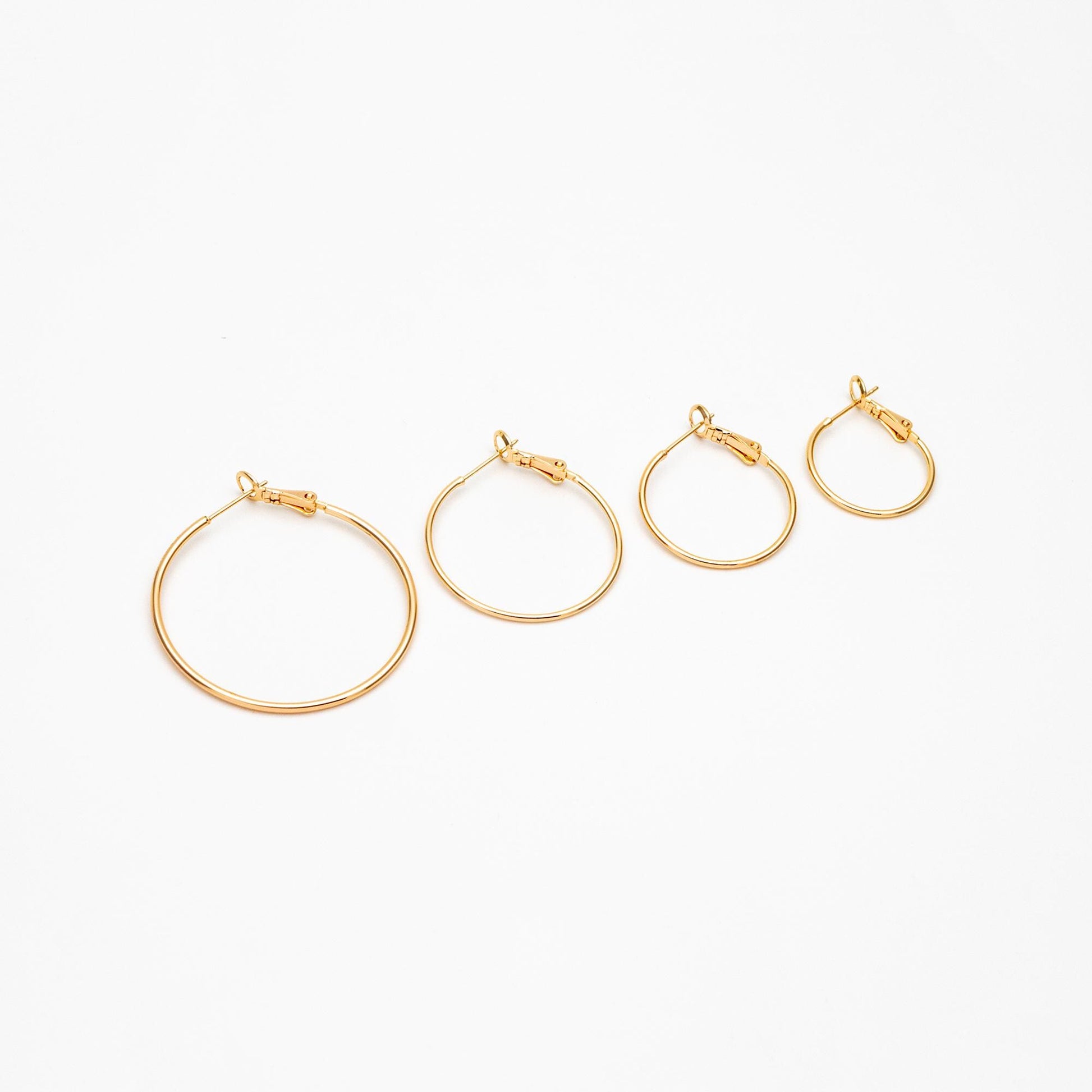 10pcs Gold/ Silver Tone Round Leverback Ear Hooks 20/ 25/ 30/ 40mm, 18K Gold/ Rhodium plated Brass, Earring Hoop Components (GB-605)