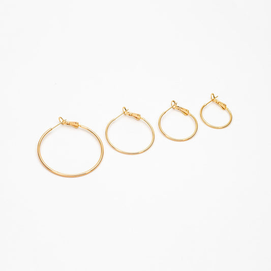 10pcs Gold/ Silver Tone Round Leverback Ear Hooks 20/ 25/ 30/ 40mm, 18K Gold/ Rhodium plated Brass, Earring Hoop Components (GB-605)