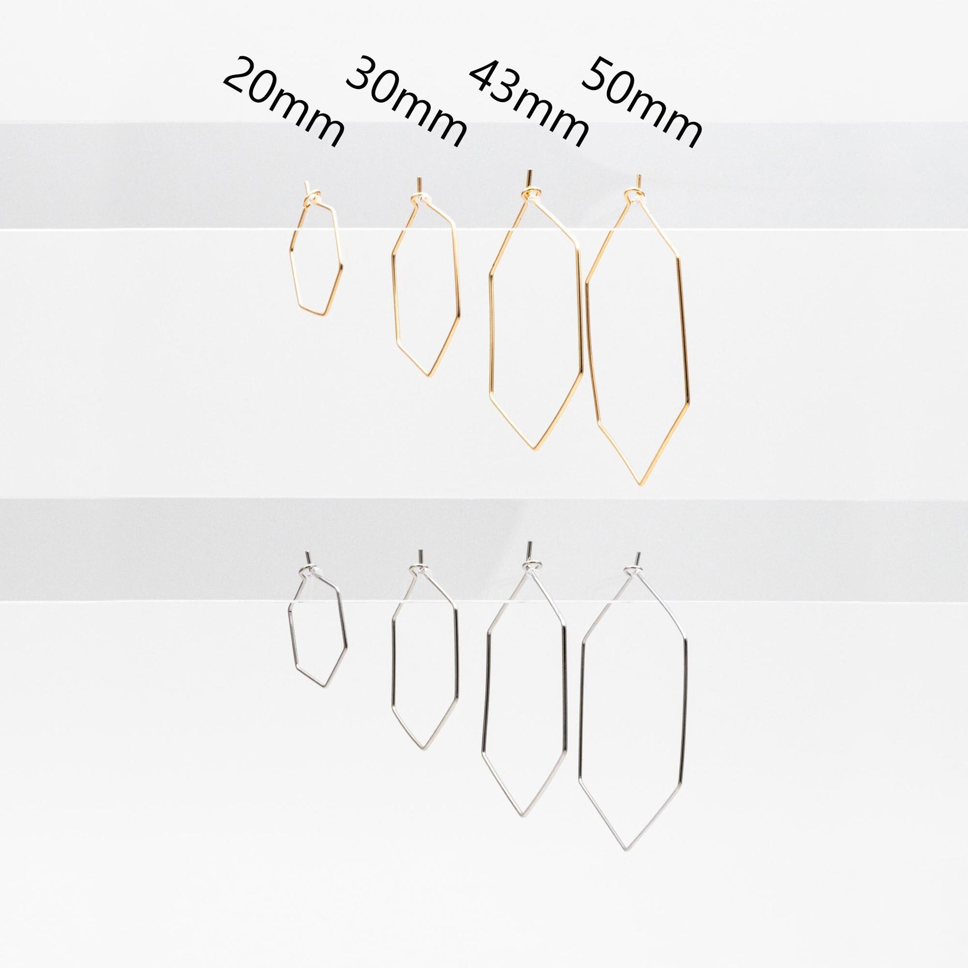 10pcs Gold/ Silver Tone Hexagon Earring Hoops, Geometric Ear Wire Charm Pendants, Threader Earring Components (GB-699)