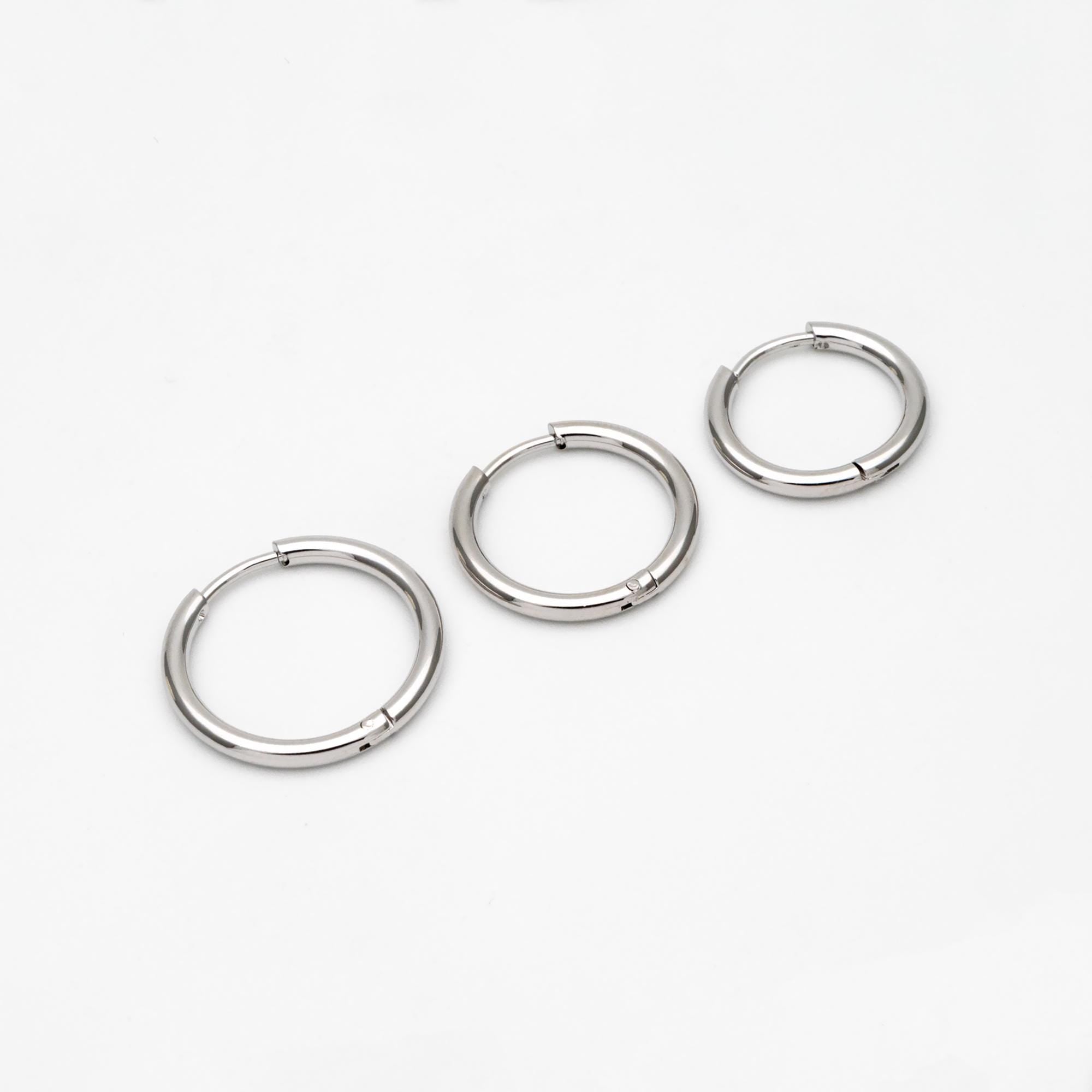 10pcs Gold/ Silver Tone Huggie Hoop Earrings, 2mm thick, 16/ 18/ 20mm, Stainless Steel Huggies, Minimalist Hoop Earrings (GB-2209)