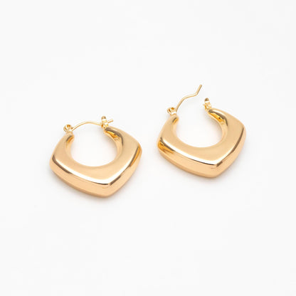 4pcs Gold/ Silver Tone Rhombus Hoop Earrings, 18K Gold/ Rhodium plated Brass, Huggie Earrings, Minimalist Earrings (GB-4596)
