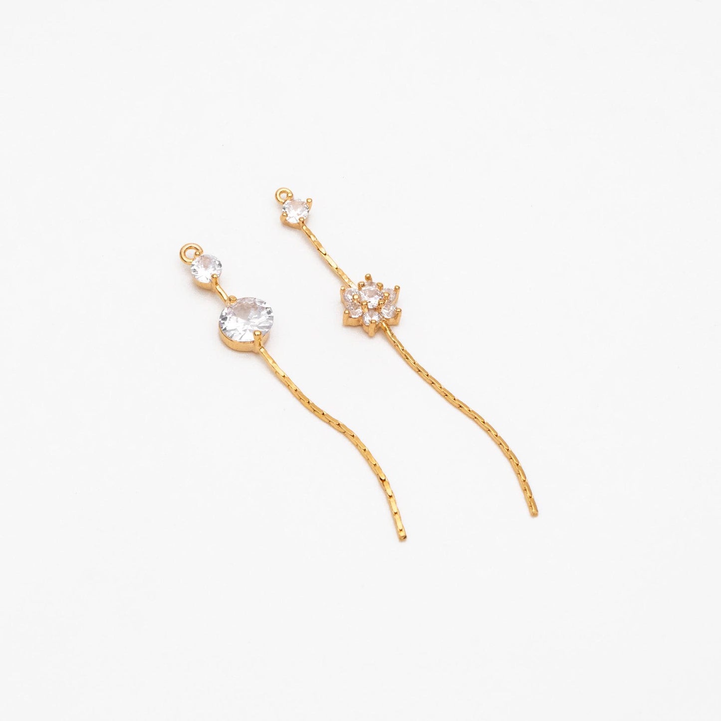 4pcs CZ Pave Gold Chain Tassel Charms, 18K Real Gold plated Brass, Tassel Earring Components (GB-1234)