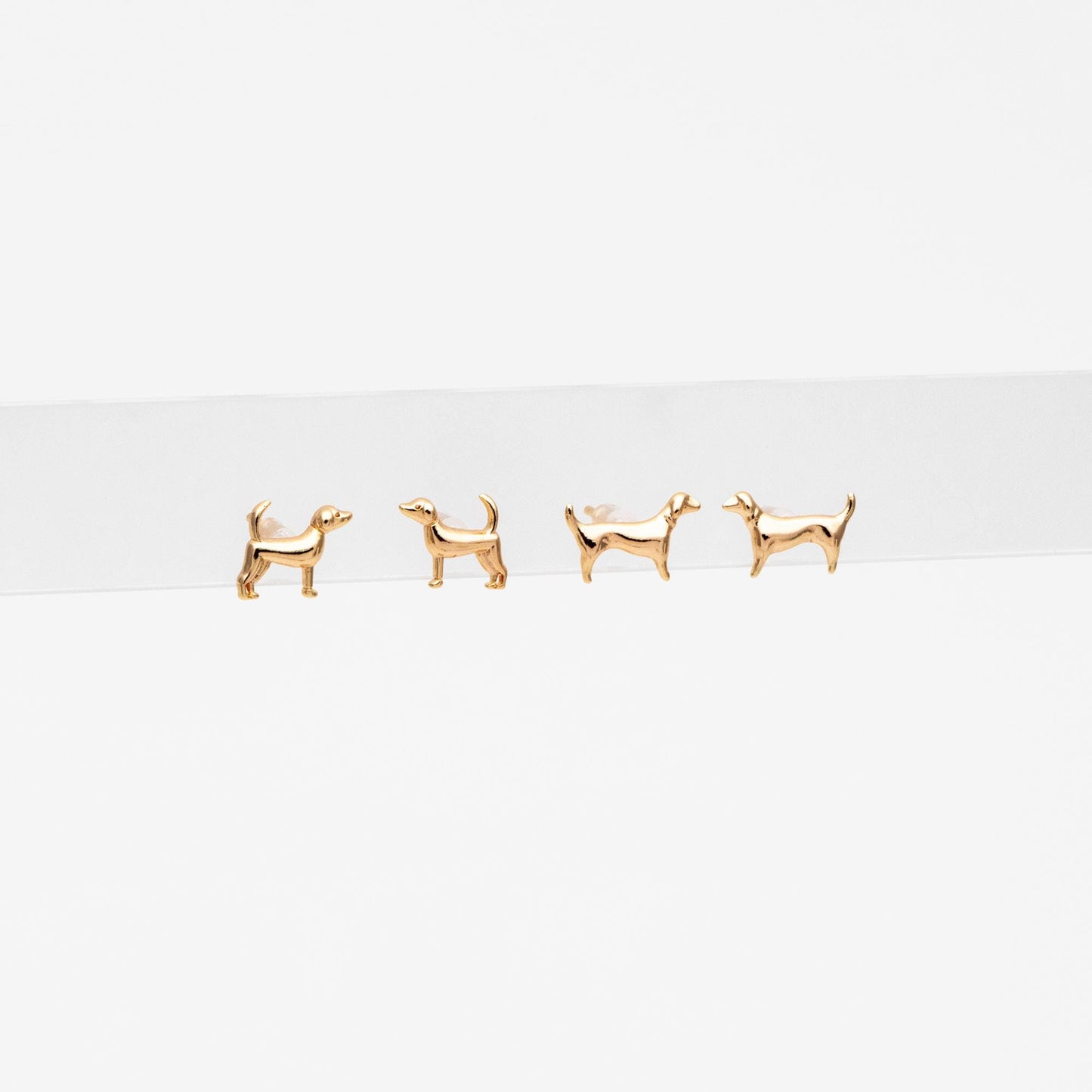 10pcs Gold Tiny Dog Earrings, Gold Plated Brass, Cute Animal Stud Earrings (GB-4598)