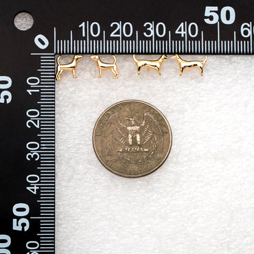 10pcs Gold Tiny Dog Earrings, Gold Plated Brass, Cute Animal Stud Earrings (GB-4598)