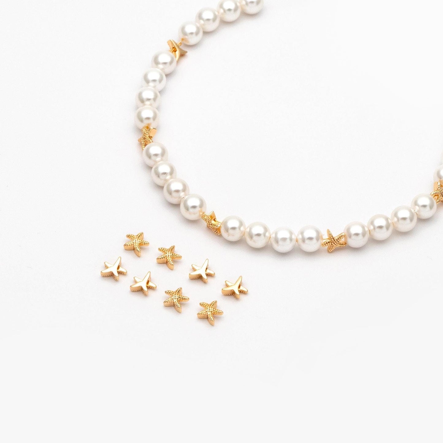 10pcs Gold Starfish Spacer Beads, Real Gold Plated Brass, Jewelry Making, Diy Material, Jewelry Supplies (GB-2978)