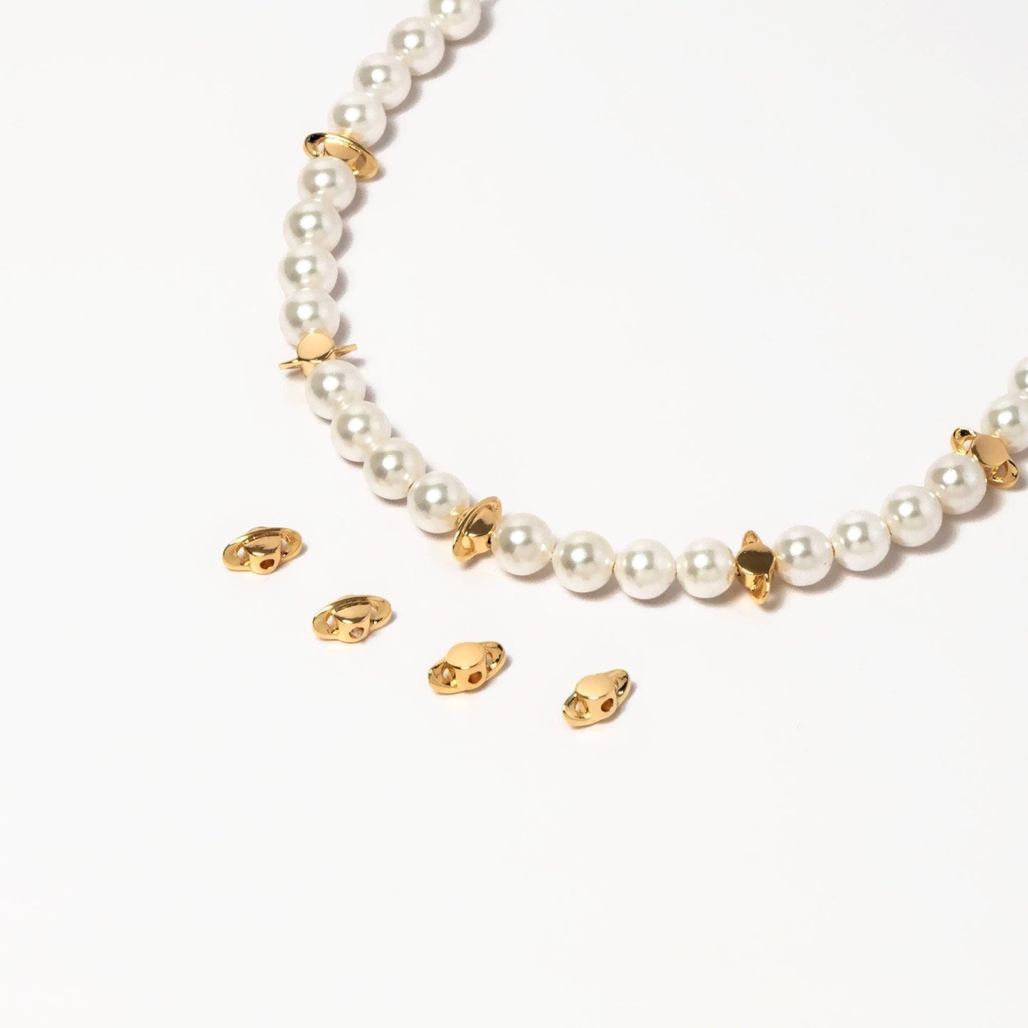 10pcs Gold Saturn Spacer Beads, Real Gold plated Brass Spacer Beads (GB-2964-C)