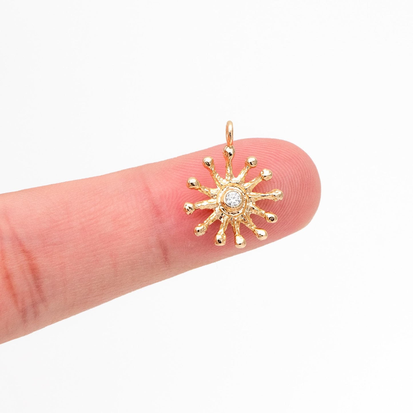 10pcs CZ Pave Gold Sun Charms, Sun Pendants, Jewelry Making, Diy Material, Jewelry Supplies (GB-1658-I)