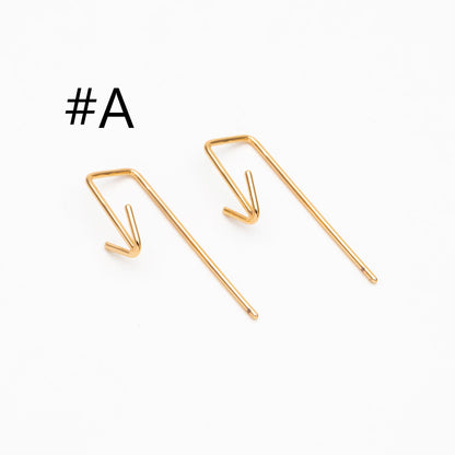 10pcs Gold Arrow Earring Hooks, 18K Gold Plated Brass, Simple Earwire Earrings (GB-4605)