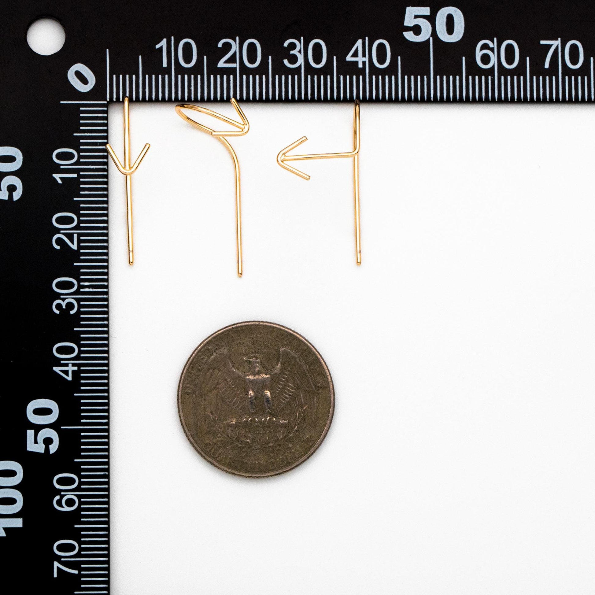 10pcs Gold Arrow Earring Hooks, 18K Gold Plated Brass, Simple Earwire Earrings (GB-4605)
