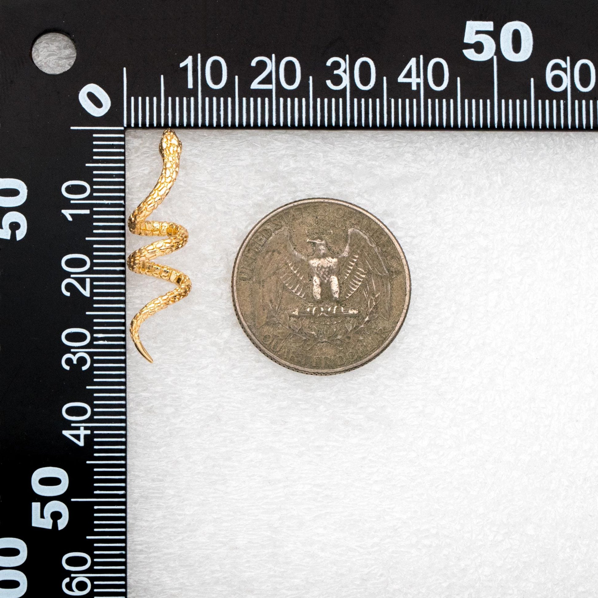 4pcs Gold Snake Earrings 32x9mm, Gold Plated Brass, Minimalist Snake Stud Earrings (GB-4607)