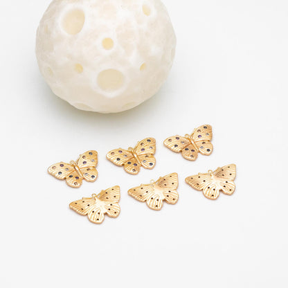4pcs Colorful CZ Pave Gold Butterfly Charm Pendants, Jewelry Findings, Wholesale Supplies (GB-3561-H)