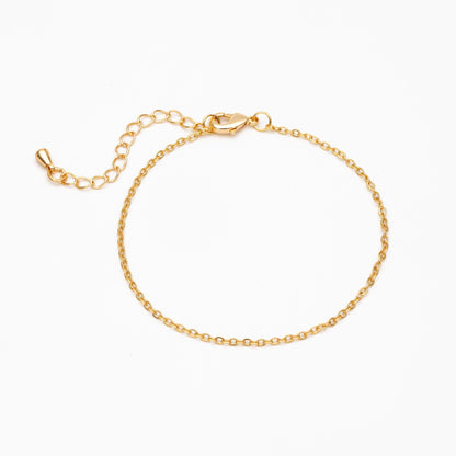 Gold Cable Chains 1.6mm, Finished Bracelet/ Anklet/ Necklace with Extender Chain, Ready to Wear (#LK-106-1.6)