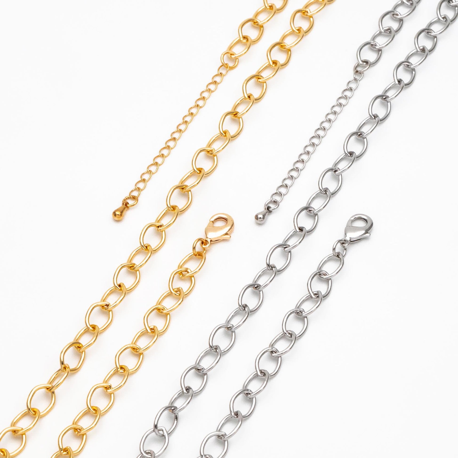 Dainty Gold/ Silver Oval Link Chains, Finished Bracelet/ Anklet/ Necklace with Extender Chain, Ready to Wear (#LK-331)