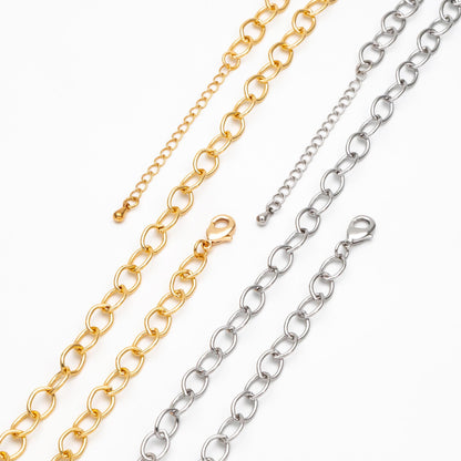 Dainty Gold/ Silver Oval Link Chains, Finished Bracelet/ Anklet/ Necklace with Extender Chain, Ready to Wear (#LK-331)