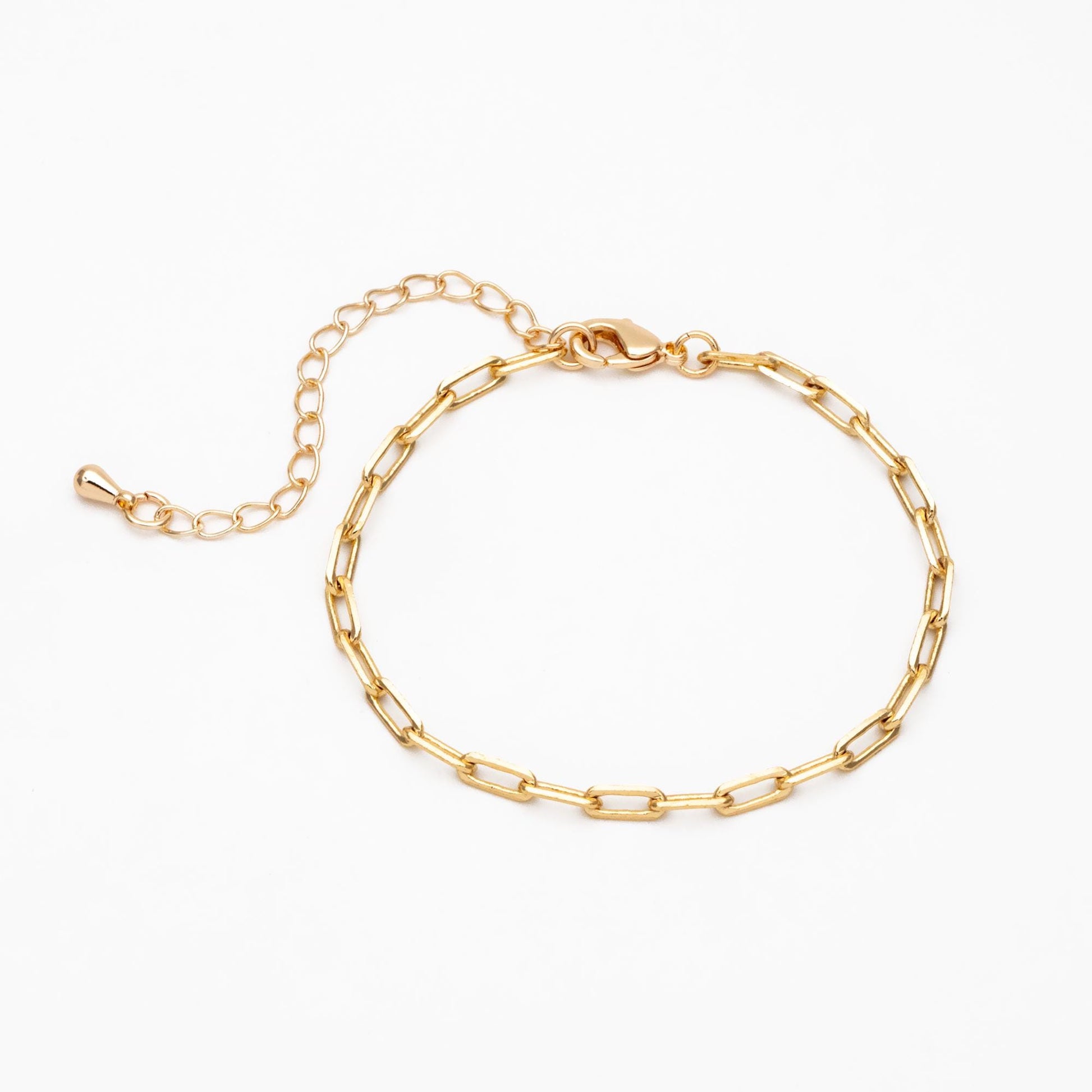 Gold Oval Link Chains 2.4/ 2.8mm, Finished Bracelet/ Anklet/ Necklace with Extender Chain, Ready to Wear (#LK-346)