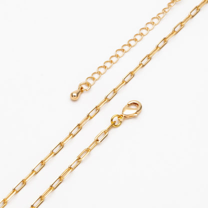 Gold Oval Link Chains 2.4/ 2.8mm, Finished Bracelet/ Anklet/ Necklace with Extender Chain, Ready to Wear (#LK-346)