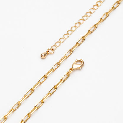 Gold Oval Link Chains 2.4/ 2.8mm, Finished Bracelet/ Anklet/ Necklace with Extender Chain, Ready to Wear (#LK-346)