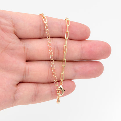 Gold Oval Link Chains 2.4/ 2.8mm, Finished Bracelet/ Anklet/ Necklace with Extender Chain, Ready to Wear (#LK-346)