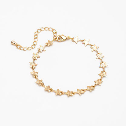 Gold Star Chain, Finished Bracelet/ Anklet/ Necklace with Extender Chain, Ready to Wear (#LK-570)