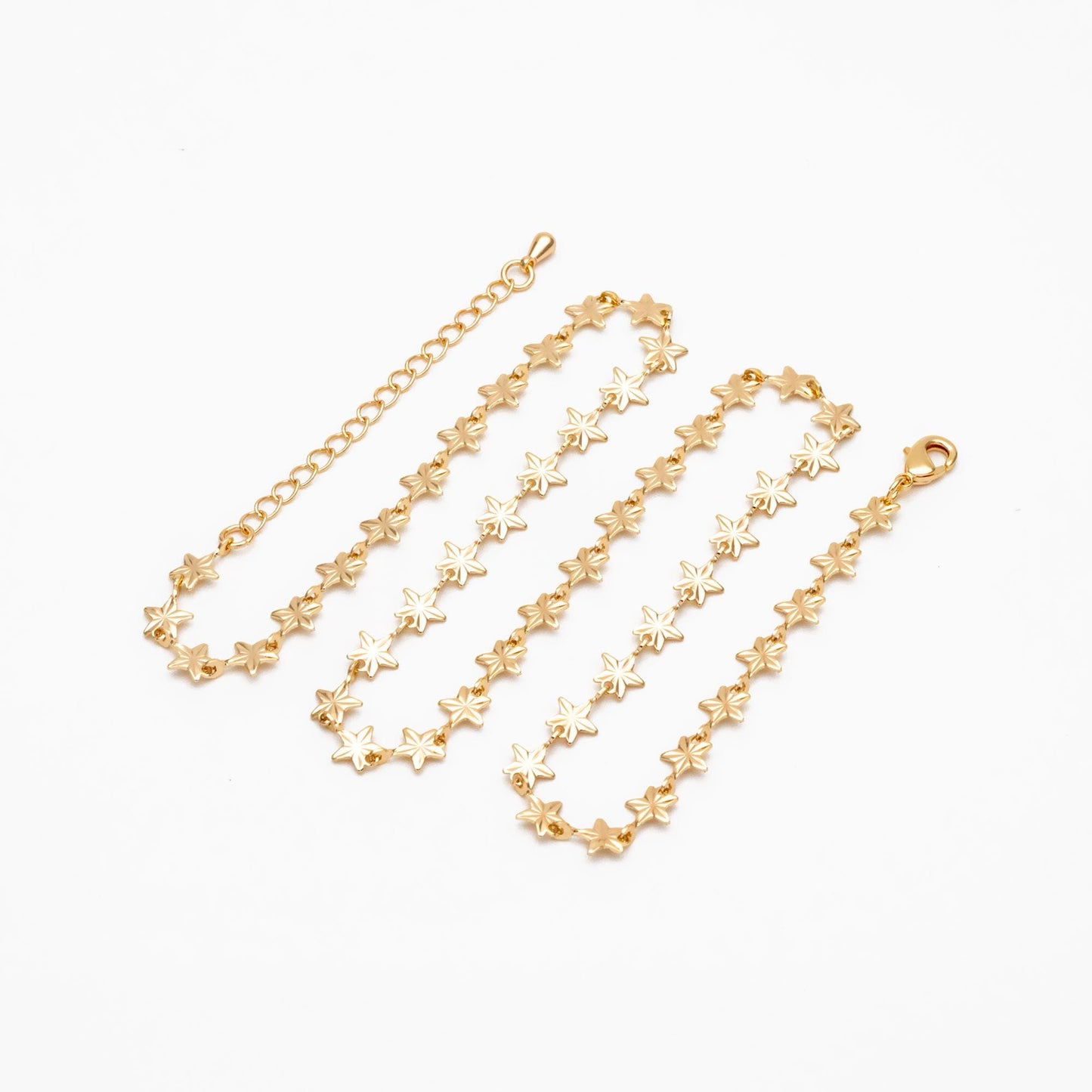Gold Star Chain, Finished Bracelet/ Anklet/ Necklace with Extender Chain, Ready to Wear (#LK-570)
