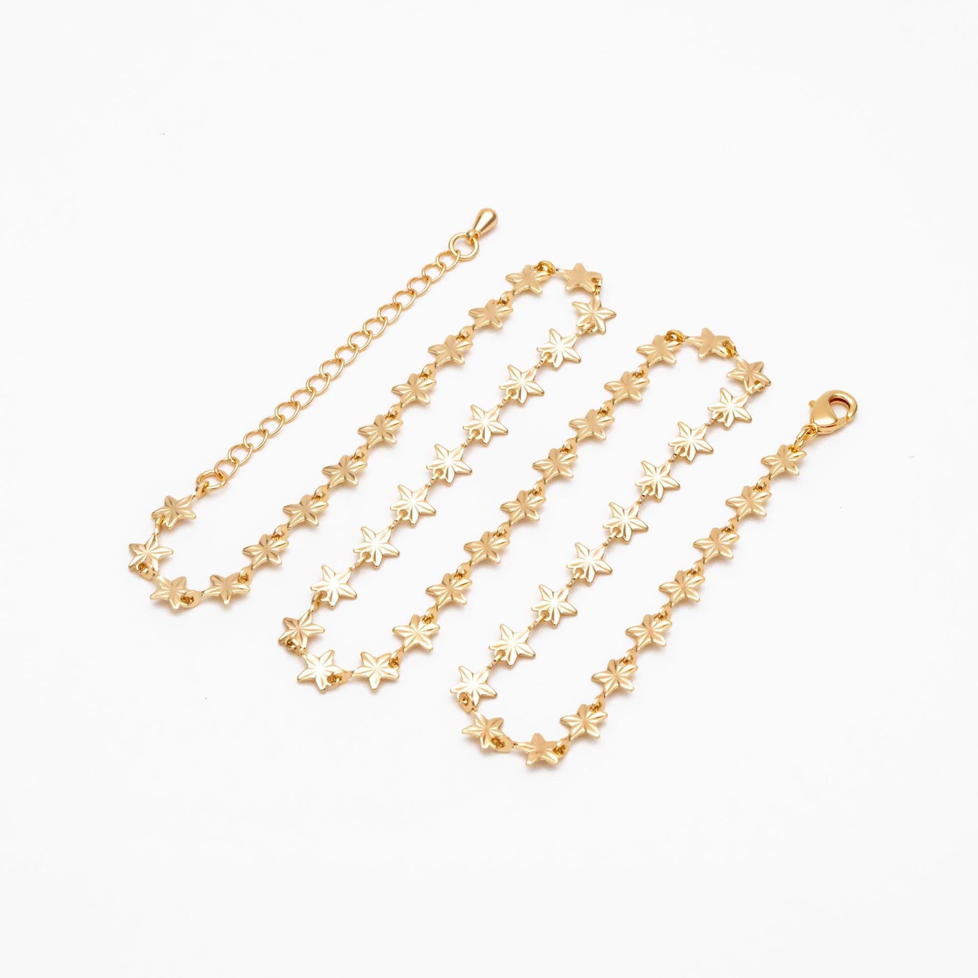 Gold Star Chain, Finished Bracelet/ Anklet/ Necklace with Extender Chain, Ready to Wear (#LK-570)