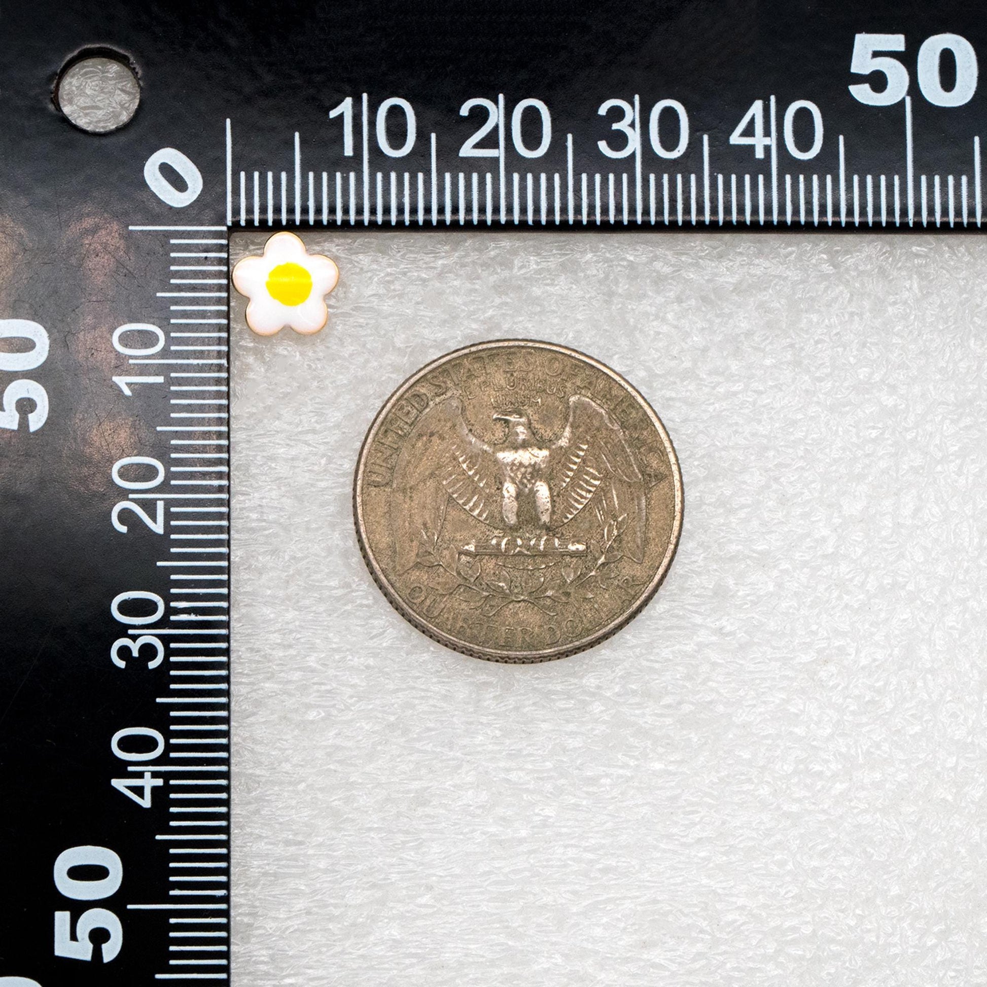 10pcs Gold Enamel Egg Flower Earrings, Gold Plated Brass, Floral Stud Earrings (GB-4608)