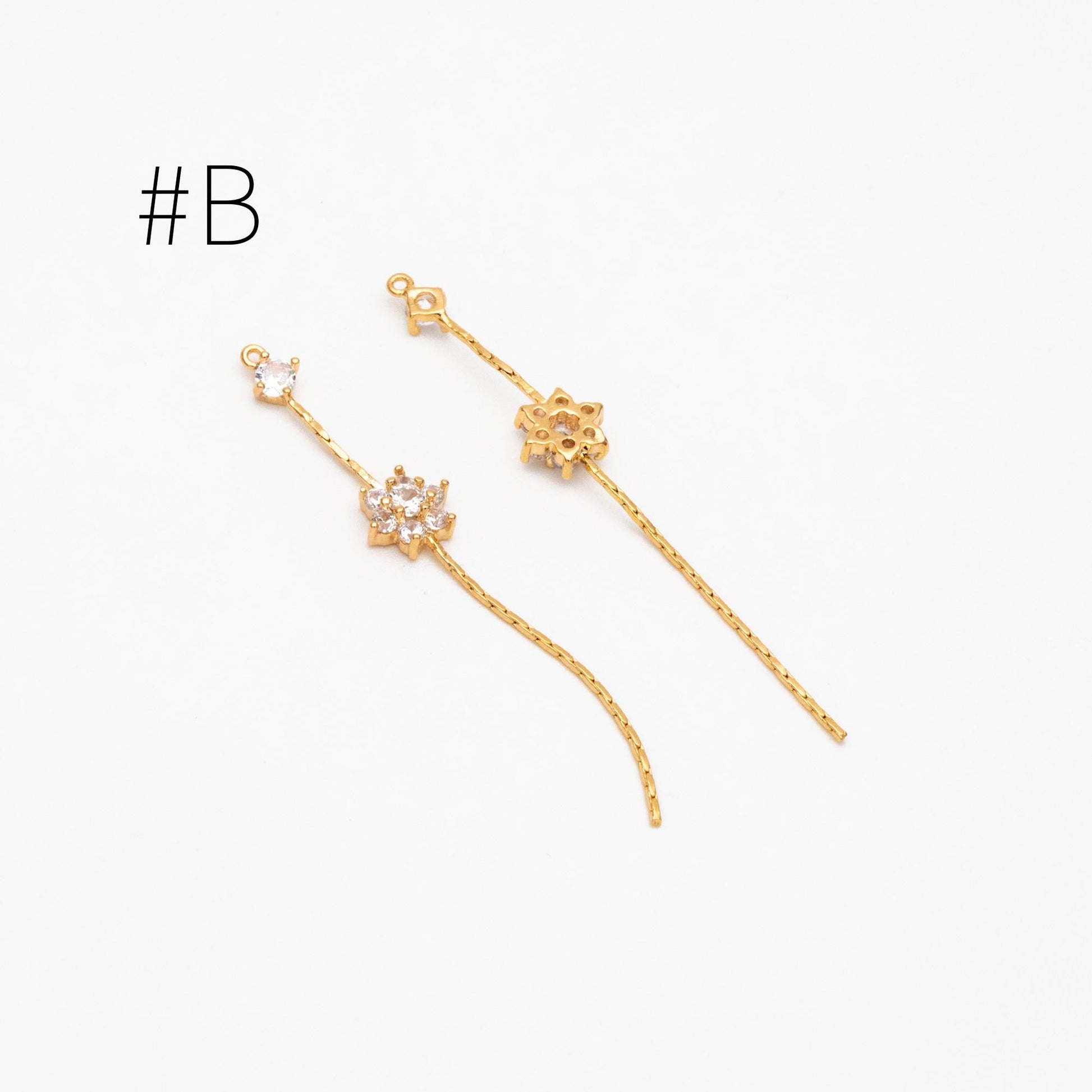 4pcs CZ Pave Gold Chain Tassel Charms, 18K Real Gold plated Brass, Tassel Earring Components (GB-1234)