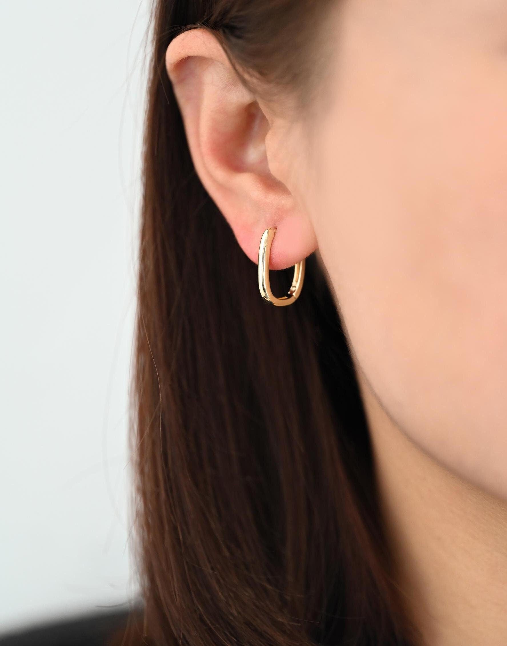 10pcs Gold/ Silver Oval Hoop Earrings, Gold/ Rhodium plated Brass, Geometric Earring Hoops (GB-1656-D)