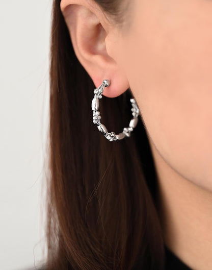 4pcs Gold/ Rhodium Plated Brass Hoop Earrings: Geometric C Shape Studs (GB-4542)