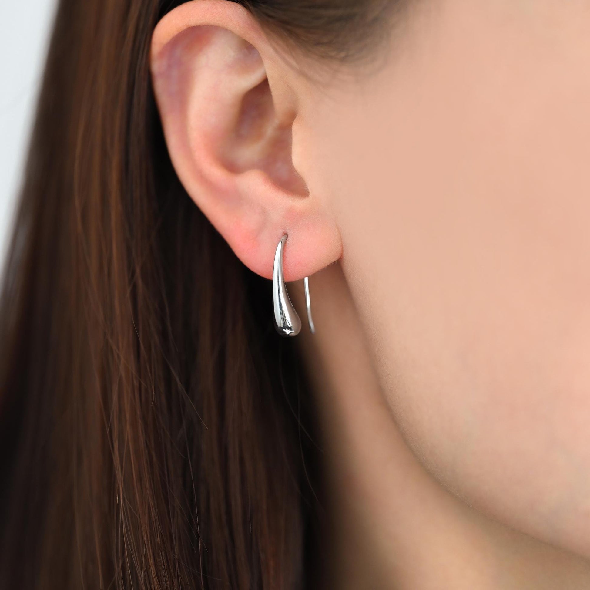 10pcs Gold/ Silver Tone Teardrop Earring Hooks, 18K Gold/ Rhodium Plated Brass, Simple Earwire Earrings (GB-4555)