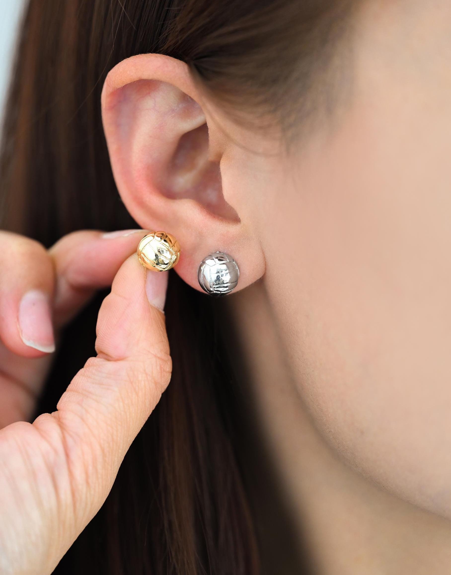 10pcs Gold/ Silver Tone Round Earrings, 18K Gold/ Rhodium plated Brass, Geometric Stud Earrings (GB-4561)