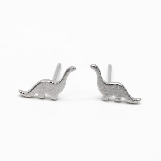 10pcs Gold/ Silver Brushed Dinosaur Earrings 6.5x10mm, Tiny Stud Earrings (GB-4209)
