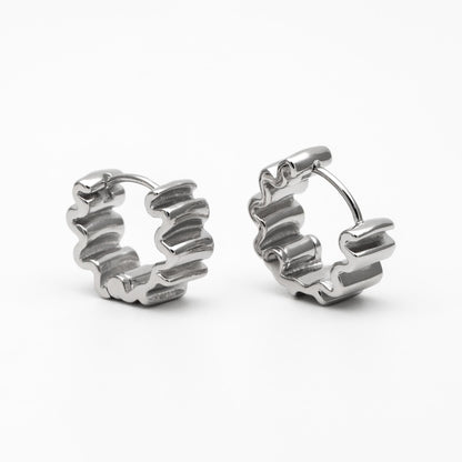 4pcs Gold/ Silver Wave Hoop Earrings, Gold/ Rhodium Plated Brass Huggie Earrings, Huggie Hoops (GB-4283)