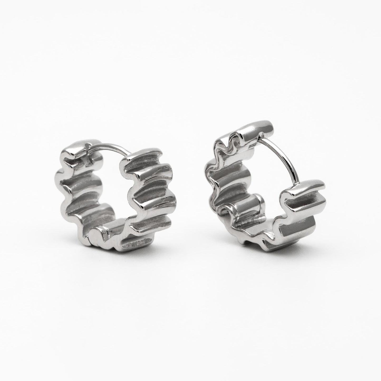 4pcs Gold/ Silver Wave Hoop Earrings, Gold/ Rhodium Plated Brass Huggie Earrings, Huggie Hoops (GB-4283)